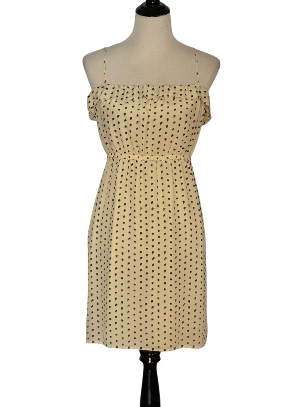 J.Crew Candace Dress Ink Dot 100% Silk Ruffle Cami Mini Dress Size 8